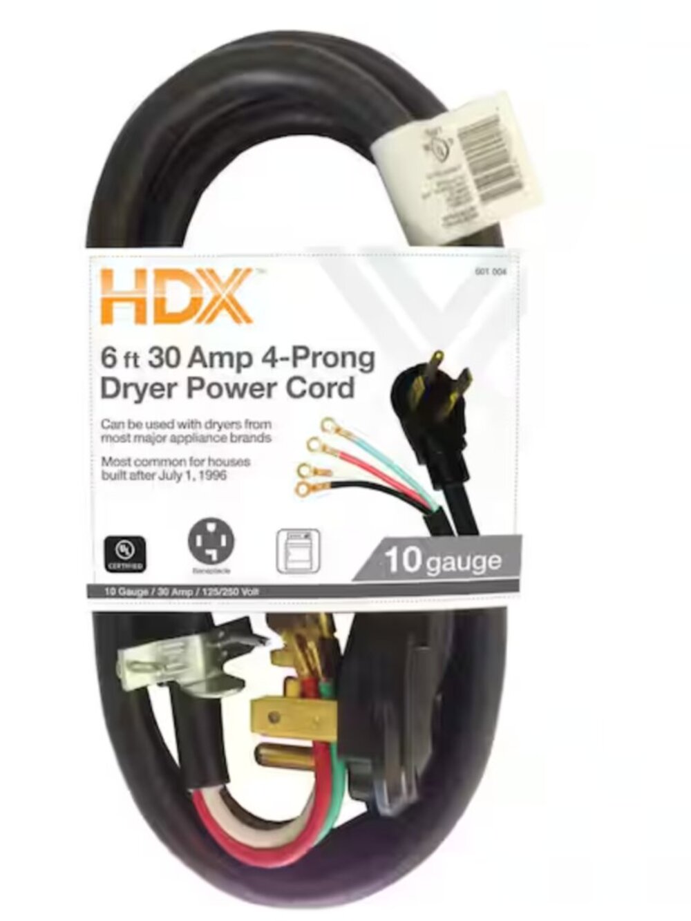 6 ft. 10/4 30 Amp 4-Prong Dryer Power Cord